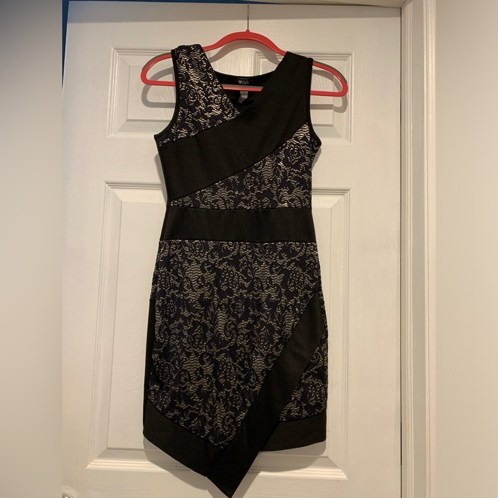 Dress, Deb, Medium, Black & Gold